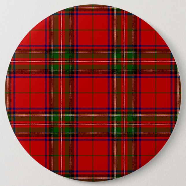 Stewart / Stuart tartan red green plaid Button (Front)