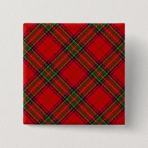 Stewart / Stuart tartan red green plaid Button