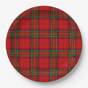 Stewart / Stuart tartan red green plaid Paper Plates