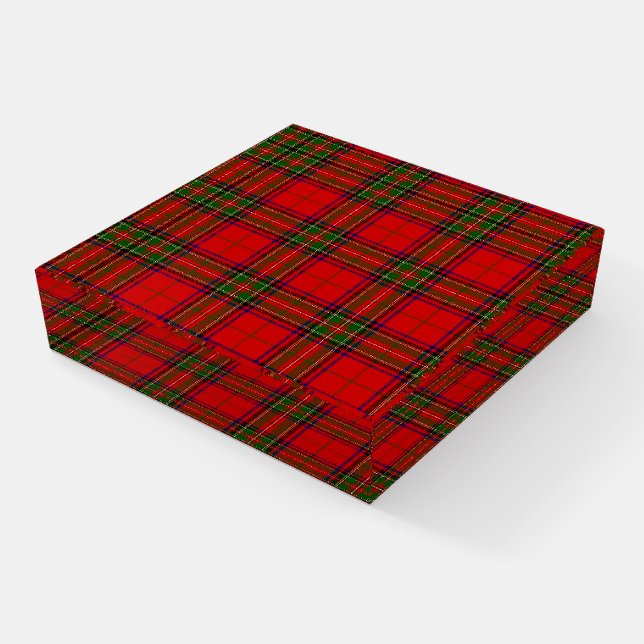 Stewart / Stuart tartan red green plaid Paperweight (Angled)