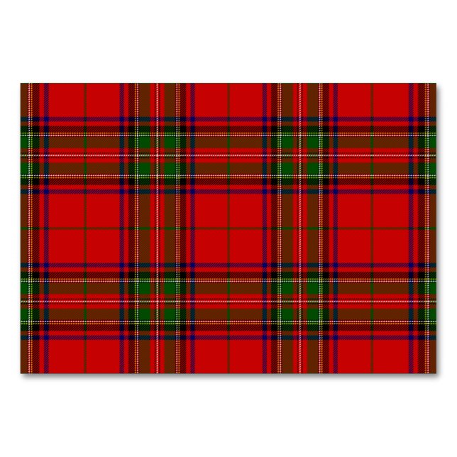 Stewart / Stuart tartan red green plaid Table Number (Front)