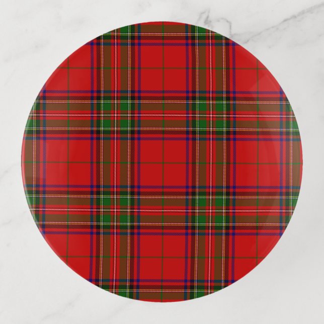 Stewart / Stuart tartan red green plaid Trinket Tray (Front)