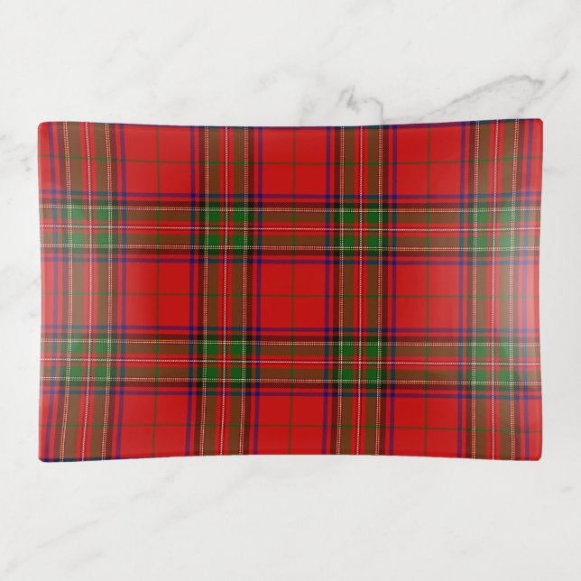 Stewart / Stuart tartan red green plaid Trinket Tray (Front)