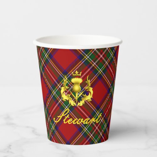 Stewart Tartan & Gold Crowned Thistle