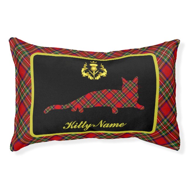 Stewart Tartan Kitty Personalized Pet Bed (Front)