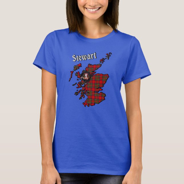 Stewart Tartan Map & Badge Women's T-Shirt (Front)
