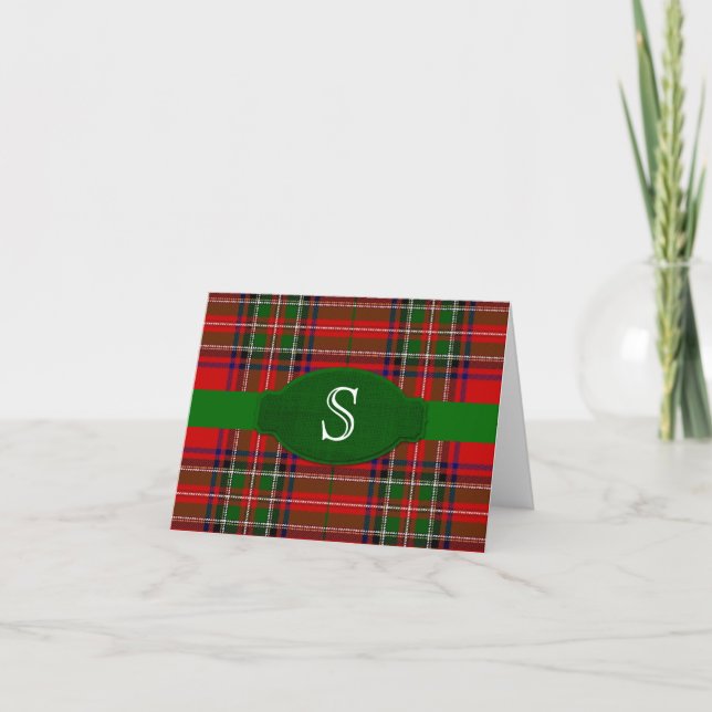 Stewart Tartan Monogram Notecard (Front)