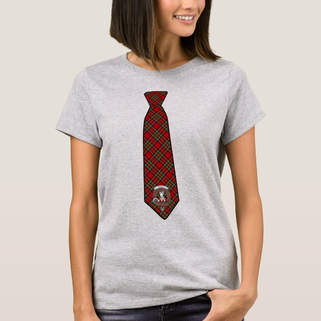 Stewart Tartan Necktie w/Badge Women's T-Shirt  (Front)