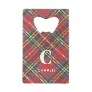 Stewart Tartan Plaid Print Credit Card Bottle Opener