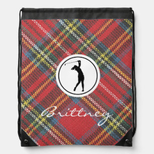 Stewart Tartan Plaid Print Drawstring Golf Bag