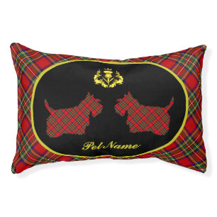 Stewart Tartan Scottie Dog Personalized Pet Bed