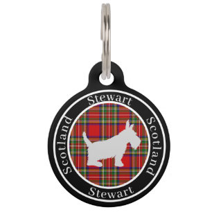 Stewart Tartan & Scottie Dog Personalized Pet ID Tag