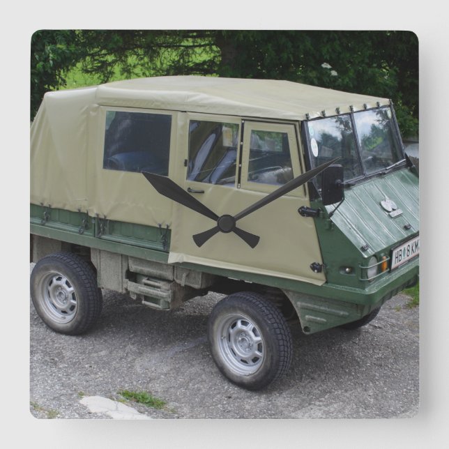 Steyr Puch Haflinger Square Wall Clock (Front)