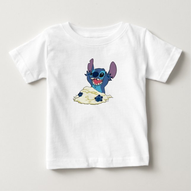 Stich Playing in Sand Disney Baby T-Shirt (Front)