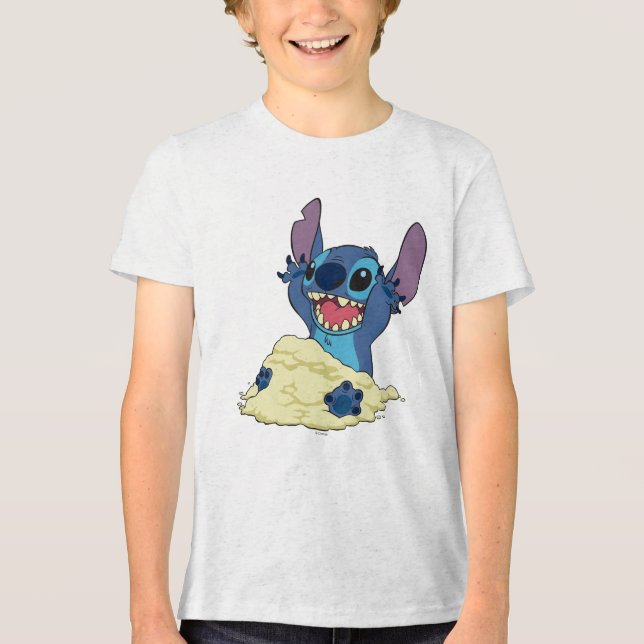 Stich Playing in Sand Disney Tri-Blend Shirt (Front)