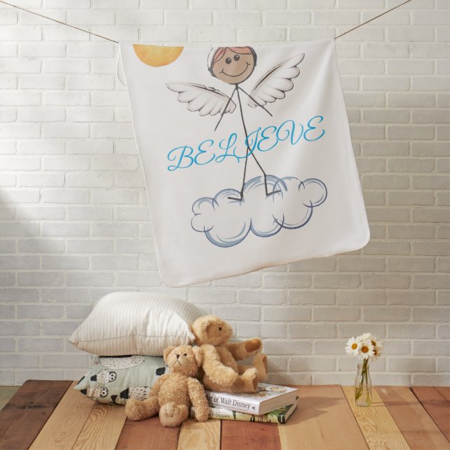 Stick Angel Believe Baby Blanket (In Situ)