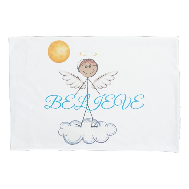 Stick Angel Believe Pillow Case (Front)