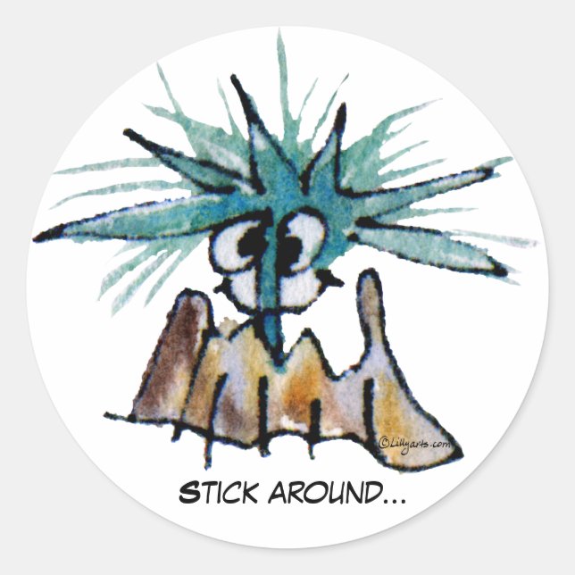 Stick Around Funny Cartoon Barnacle Sticker (Front)