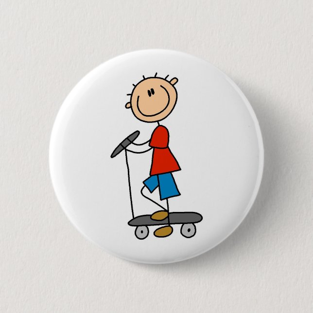 Stick Boy on Scooter Button (Front)
