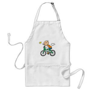 Stick Boy Riding Bicycle Adult Apron