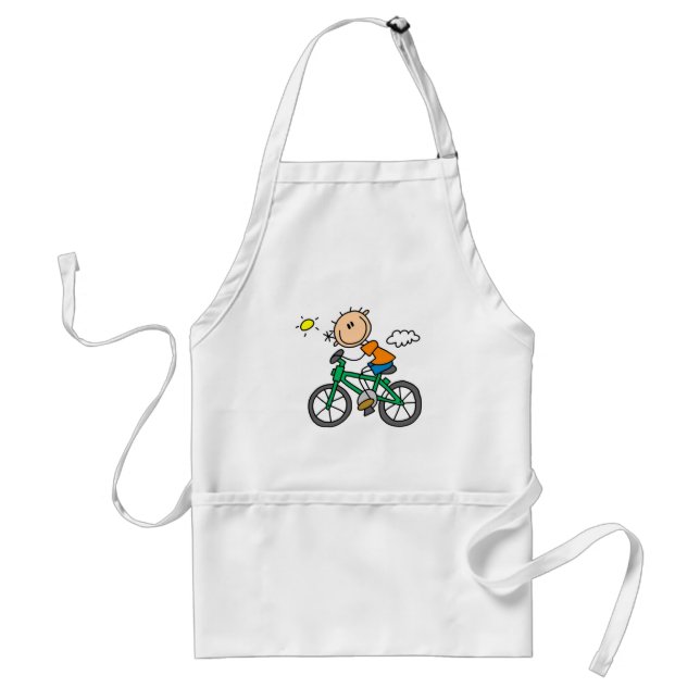 Stick Boy Riding Bicycle Adult Apron (Front)