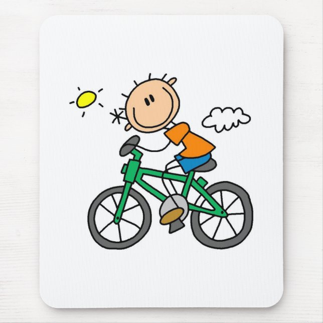 Stick Boy Riding Bicycle Mouse Pad (Front)