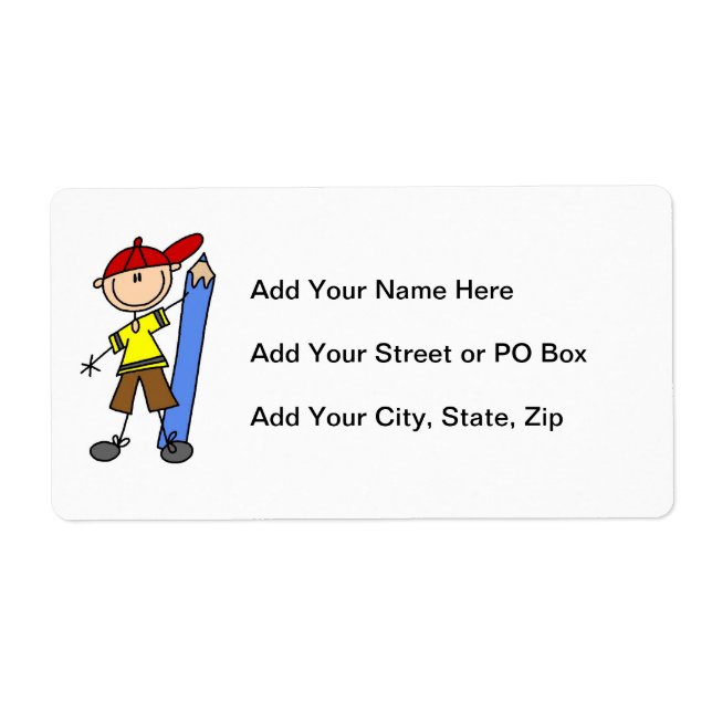 Stick Boy With Pencil Label (Front)