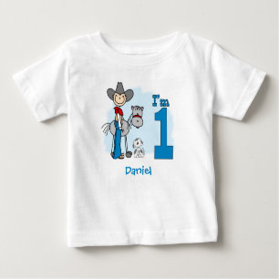 Stick Cowboy 1st Birthday Baby T-Shirt