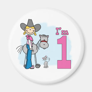 Stick Cowgirl 1st Birthday Magnet