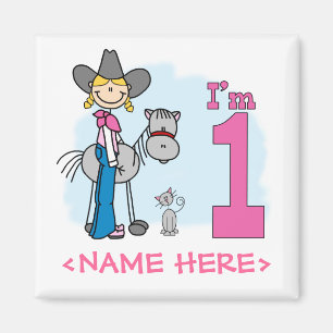 Stick Cowgirl 1st Birthday Magnet