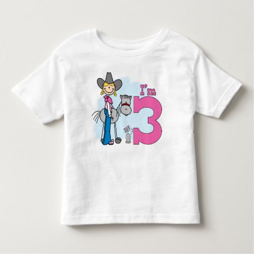 Stick Cowgirl 3rd Birthday Toddler T_shirt