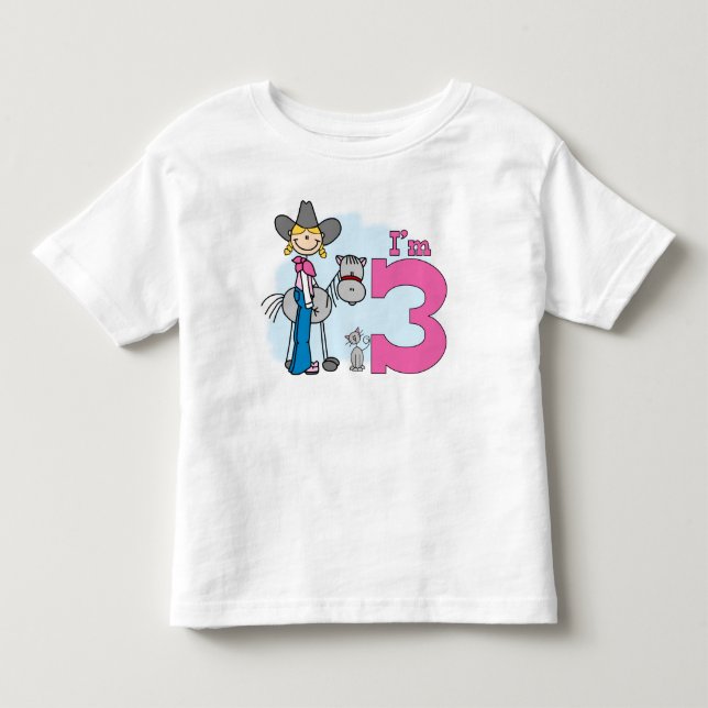 Stick Cowgirl 3rd Birthday Toddler T-shirt (Front)