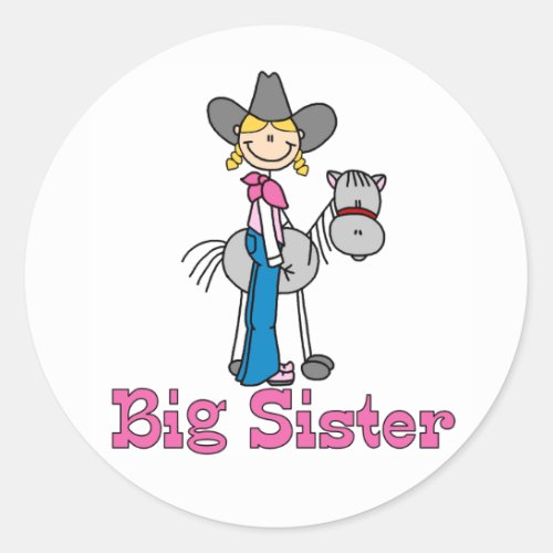 Stick Cowgirl Big Sister Classic Round Sticker