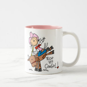 Stick Cowgirl Riding Bull Mug