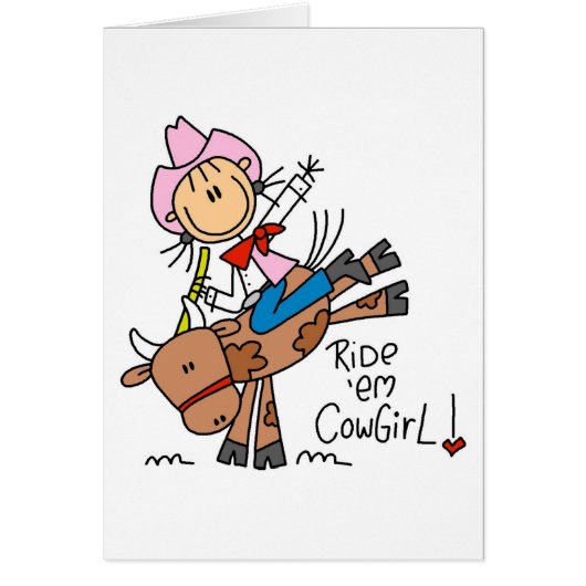 Stick Cowgirl Riding Bull Tshirts and Gifts (Front)