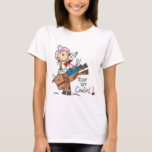Stick Cowgirl Riding Bull Tshirts and Gifts