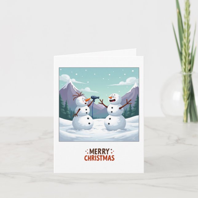 Stick Em Up Snowman Greeting Card (Front)