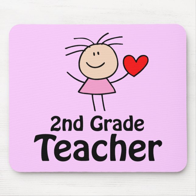 Stick Figure 2nd Grade Teacher Mousepad (Front)