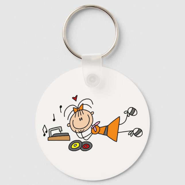 Stick Figure 50's Girl T-shirts and Gifts Keychain (Front)