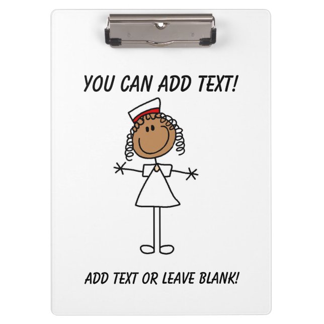 Stick Figure African American Nurse Clipboard (Front)