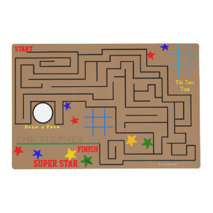 Stick Figure and Maze Activity Brown Reversible Placemat