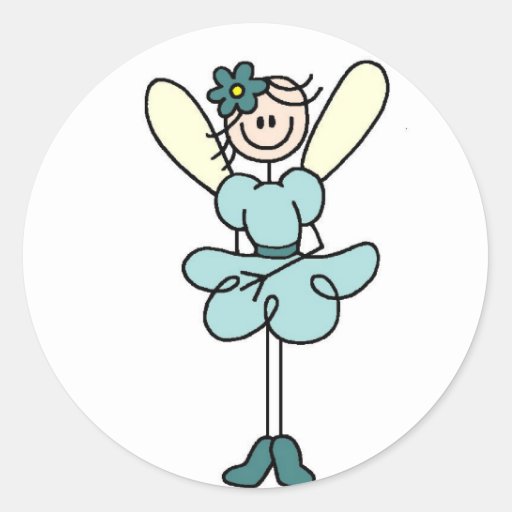 Stick Figure Angel In Teal Sticker | Zazzle