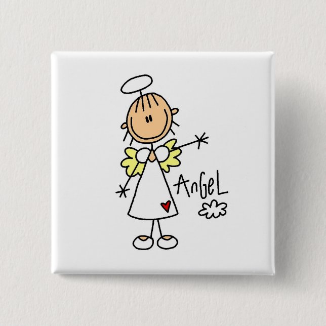 Stick Figure Angel T-shirts and Gifts Button (Front)