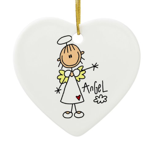 Stick Figure Angel T-shirts and Gifts Ceramic Ornament
