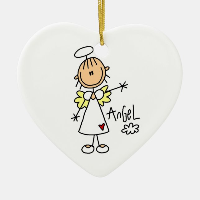 Stick Figure Angel T-shirts and Gifts Ceramic Ornament (Front)