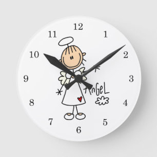 Stick Figure Angel T-shirts and Gifts Round Clock