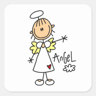Stick Figure Angel T-shirts and Gifts Square Sticker