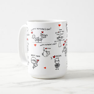 Stick Figure Art Mother Day Coffee Mug