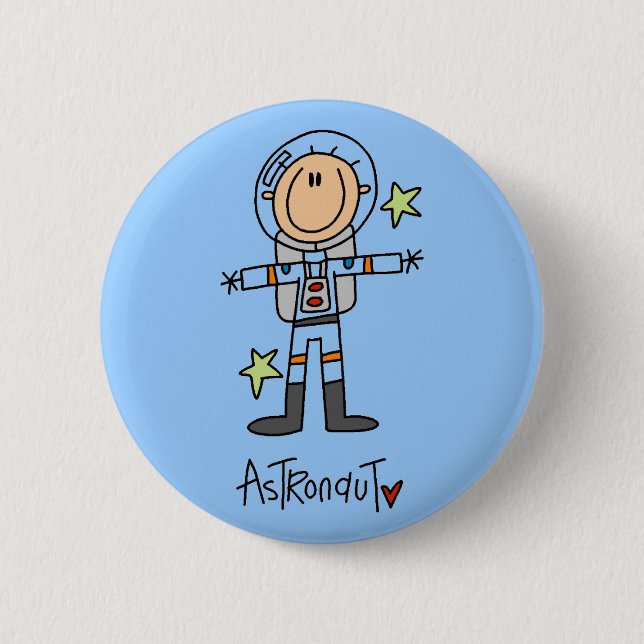 Stick Figure Astronaut T-shirts and Gifts Button (Front)