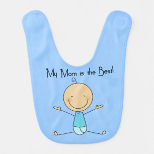 Stick Figure Baby Boy My Mom is Best Bib